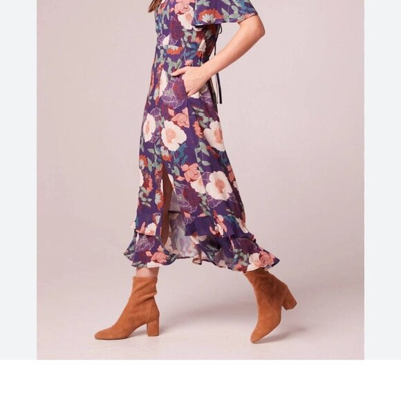 Women’s Band Of The Free Thea Floral Square Neck Midi Dress Purple - Picture 2 of 4